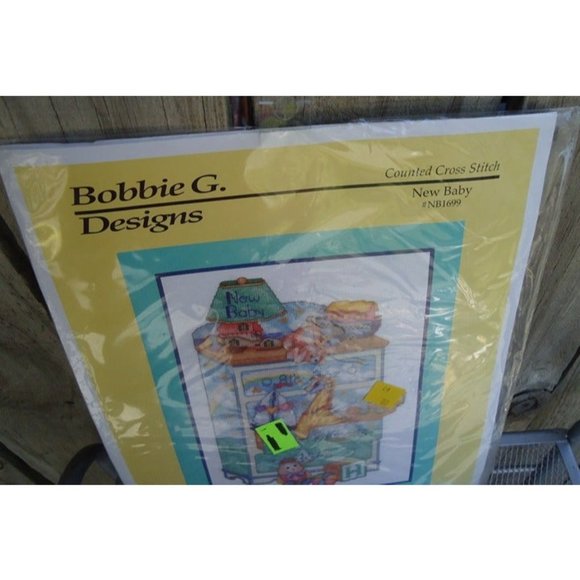 NIP Vintage 1999 Bobbie G Designs New Baby Counted Cross Stitch Kit NB1699 - Picture 2 of 5